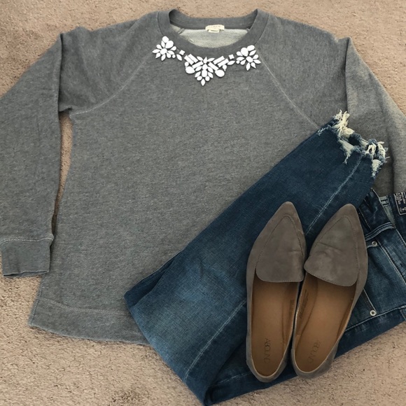 J. Crew Factory Tops - J Crew Factory Embellished Sweatshirt